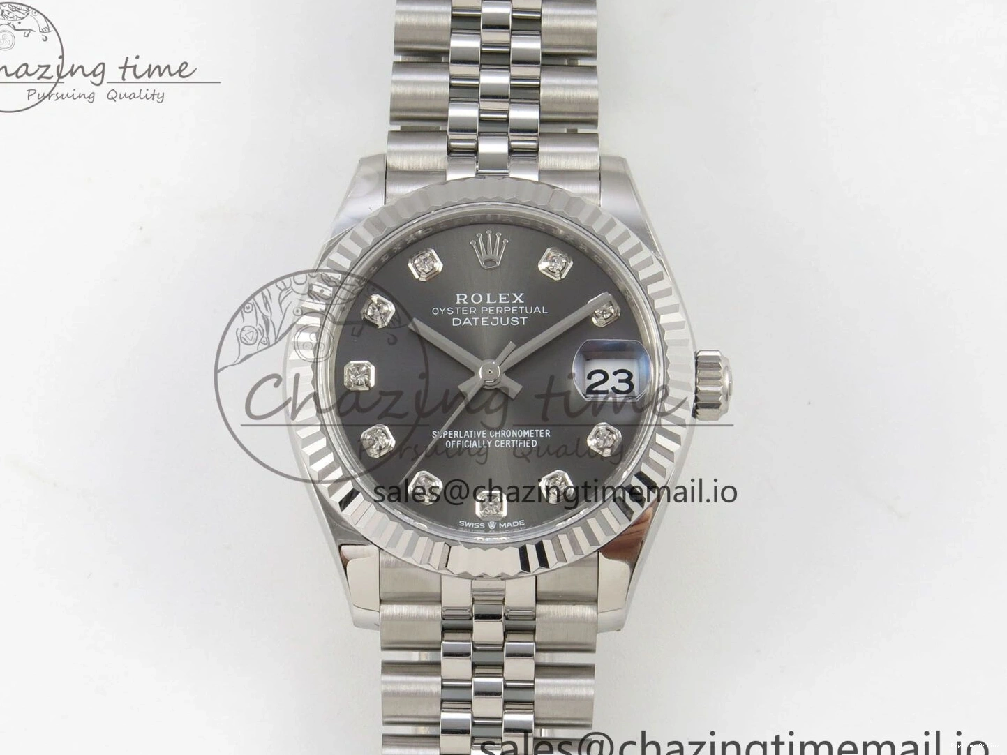 0228 Popular DateJust 31 278274 THBF 1:1 Best Edition 904L Steel Gray Diamond Dial on SS Jubilee Bracelet HZ Cal. 5